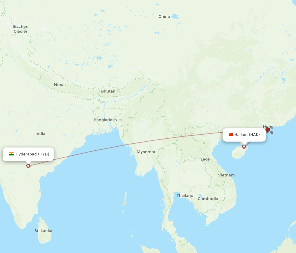 HYD-HAK flight routes