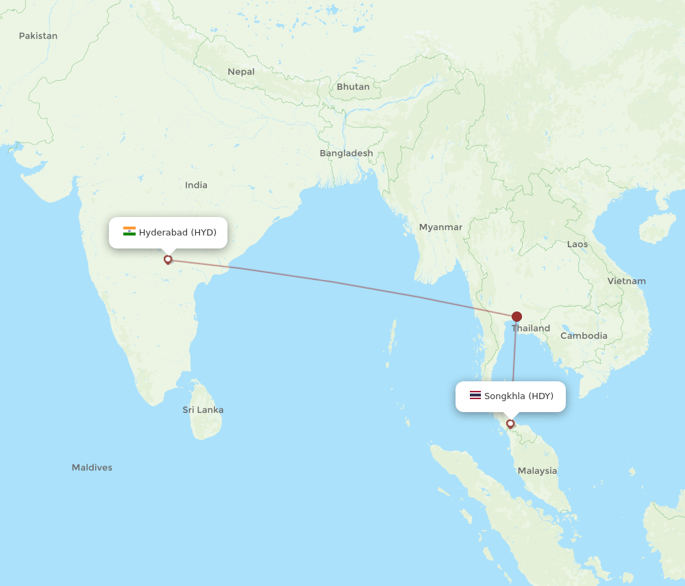 HYD-HDY flight routes