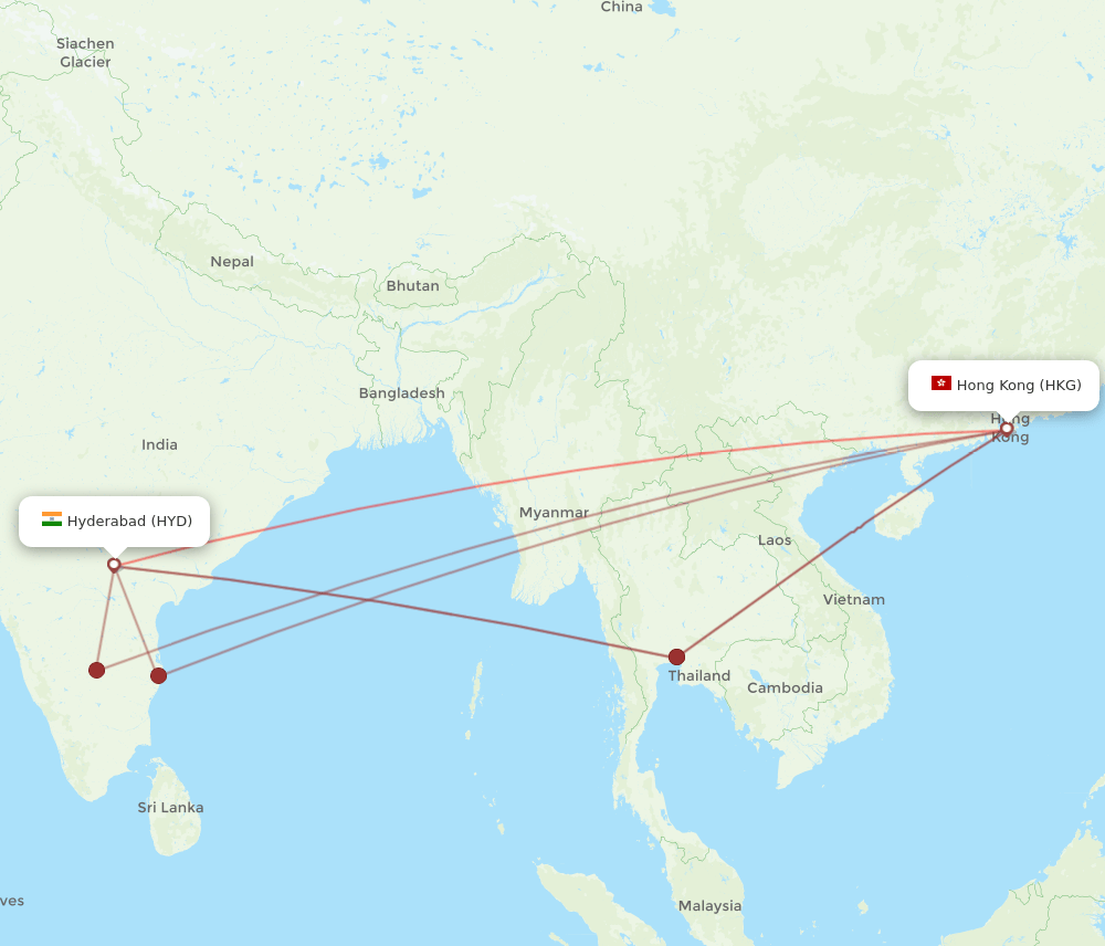 HYD-HKG flight routes