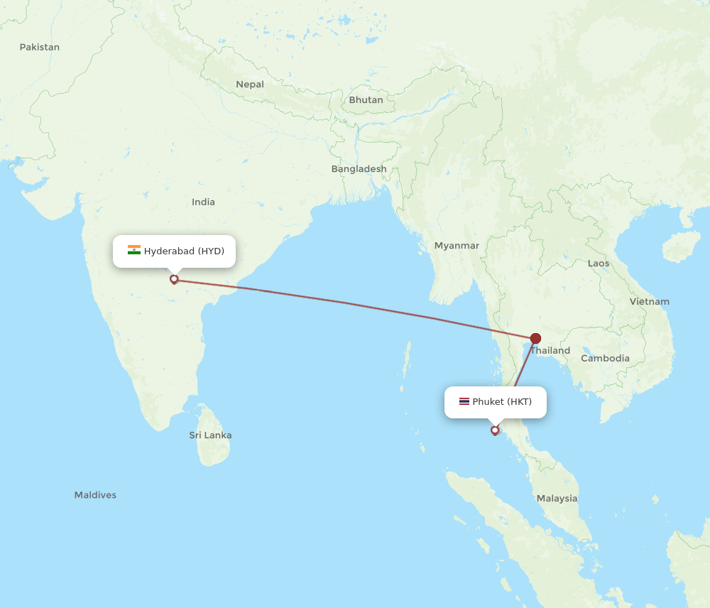 HYD-HKT flight routes