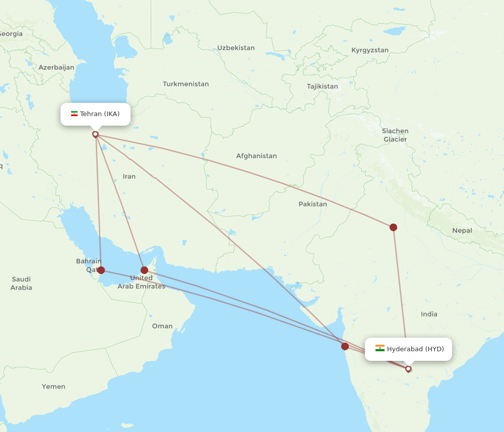 HYD-IKA flight routes