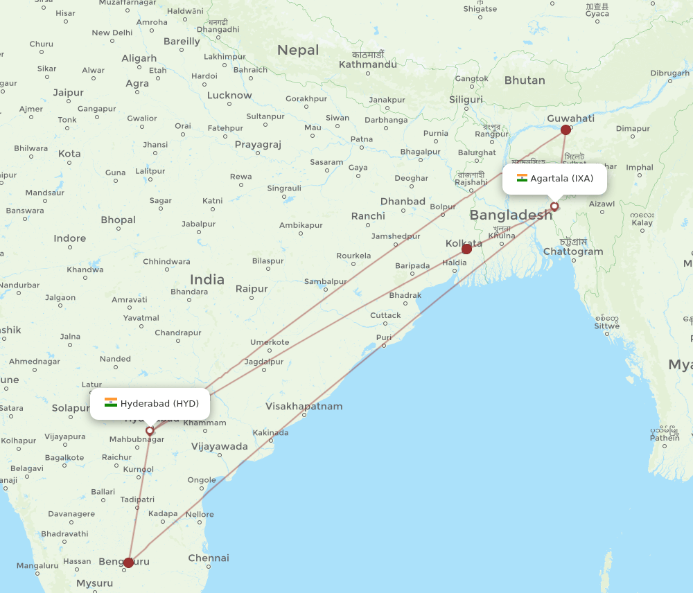 HYD-IXA flight routes
