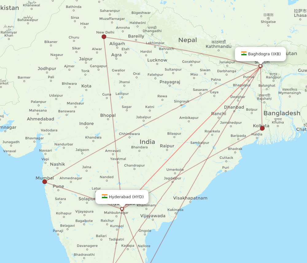 HYD-IXB flight routes