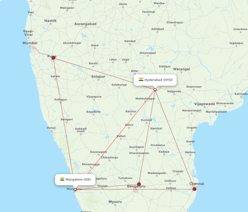HYD-IXE flight routes