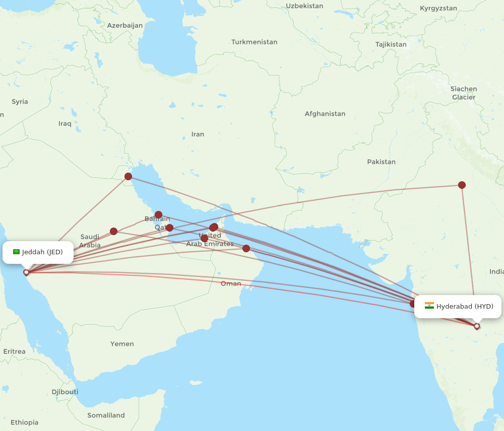HYD-JED flight routes