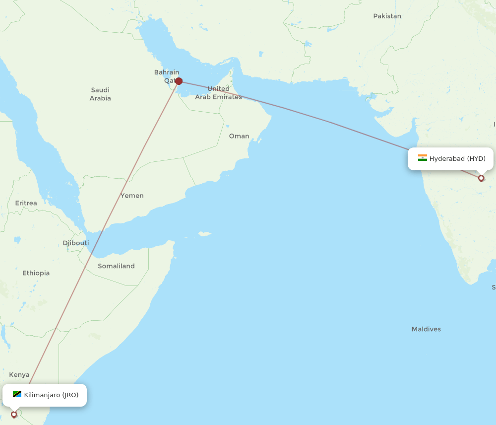 HYD-JRO flight routes