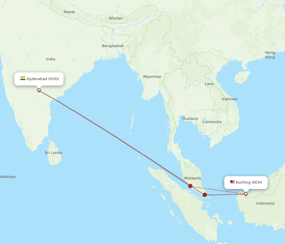 HYD-KCH flight routes
