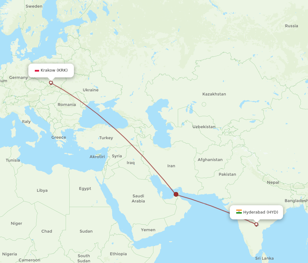 HYD-KRK flight routes