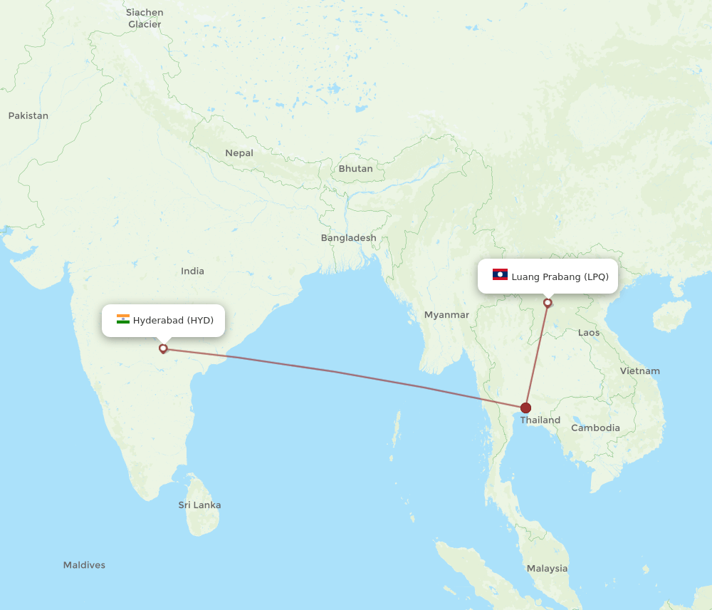 LPQ to HYD flights and routes map