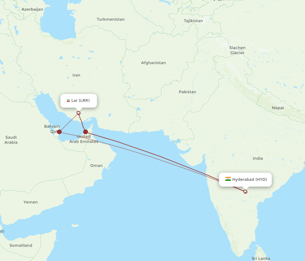 HYD-LRR flight routes