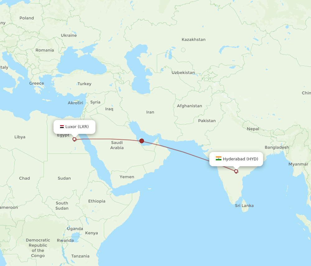 HYD-LXR flight routes