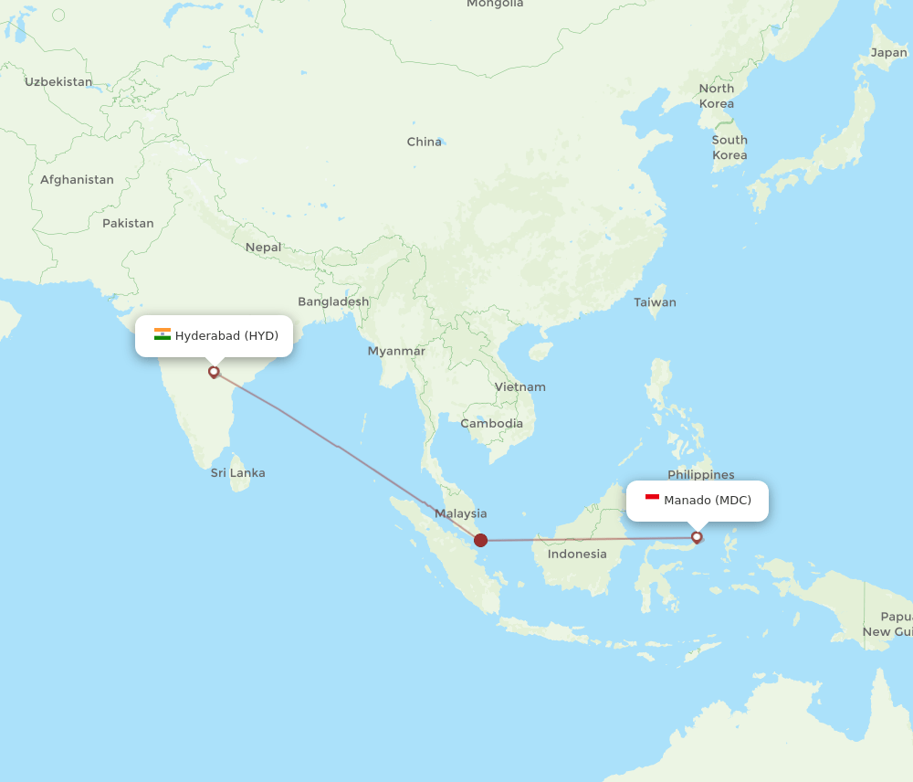 HYD-MDC flight routes