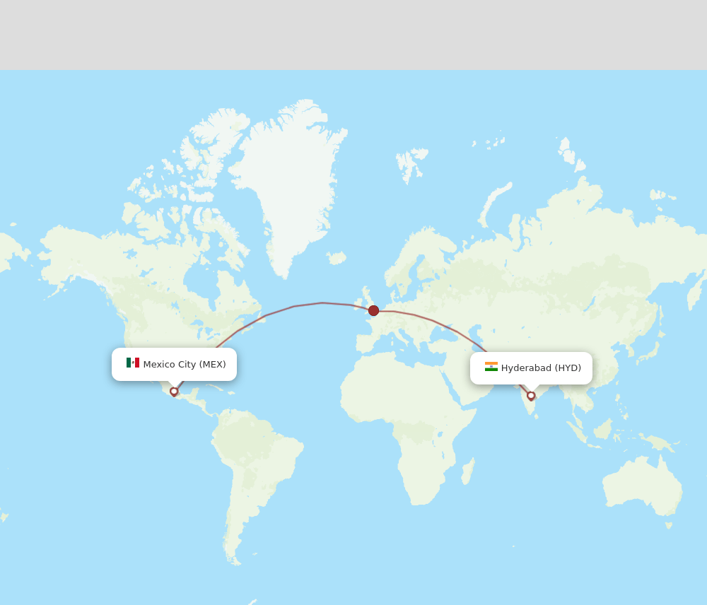 HYD-MEX flight routes