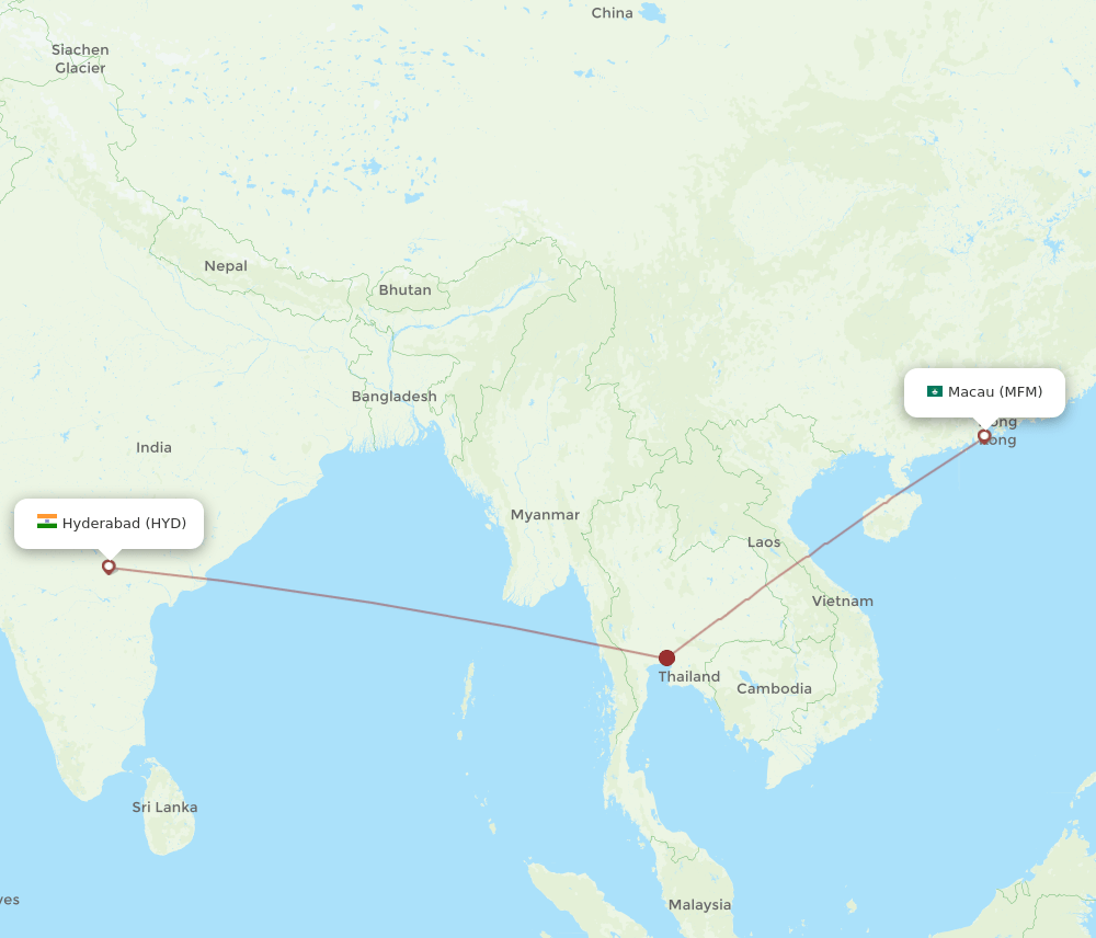 HYD to MFM flights and routes map
