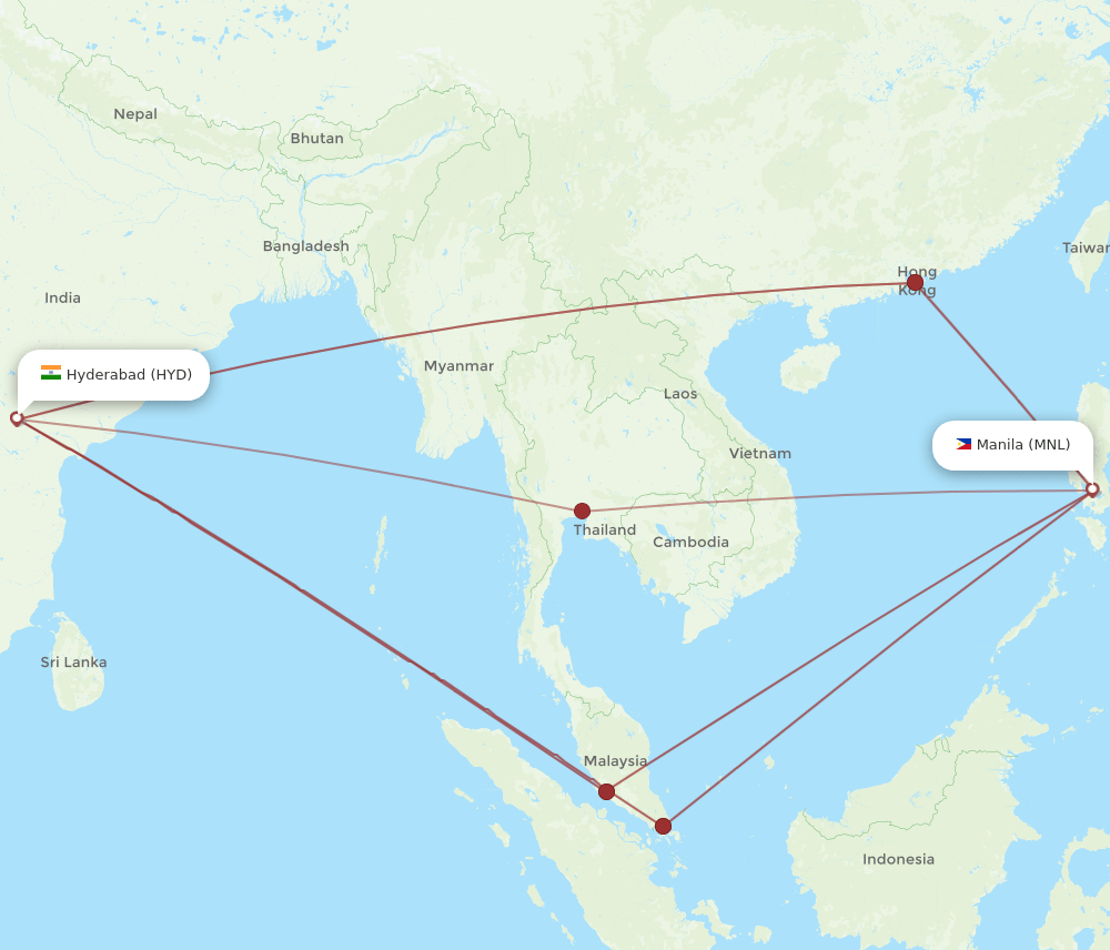 HYD-MNL flight routes