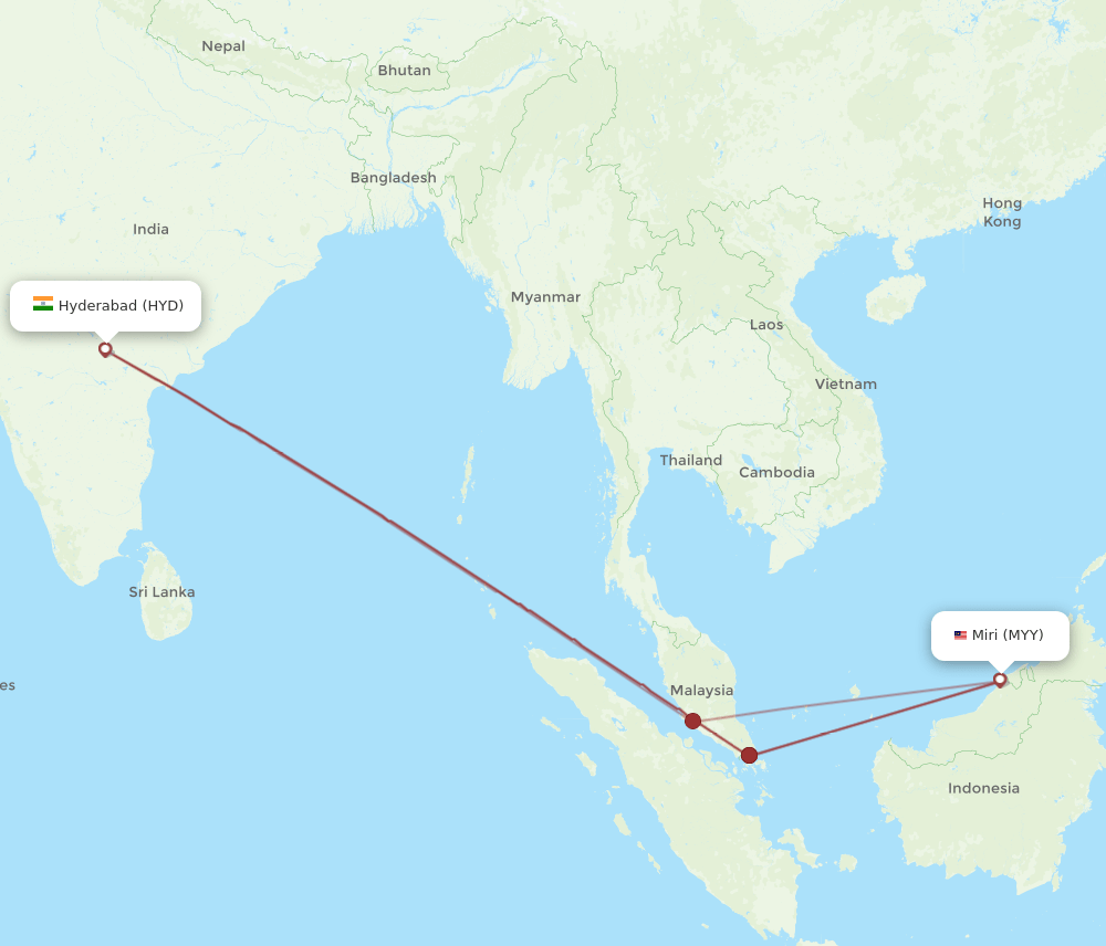 HYD-MYY flight routes
