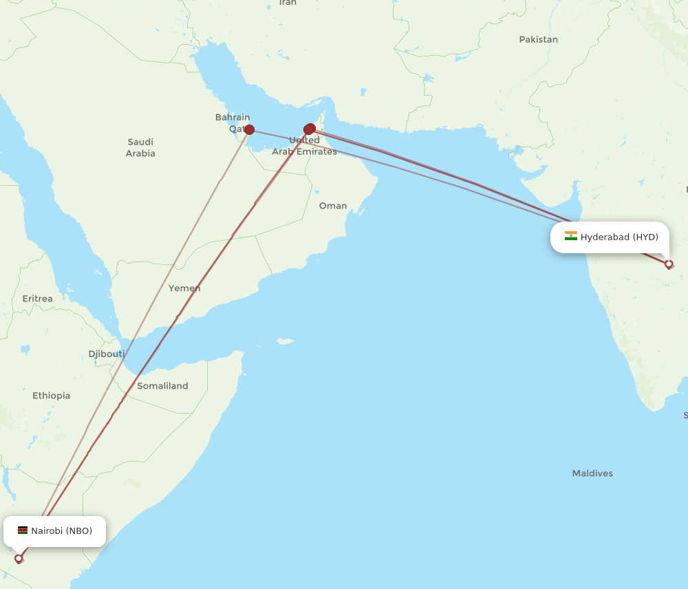 HYD-NBO flight routes