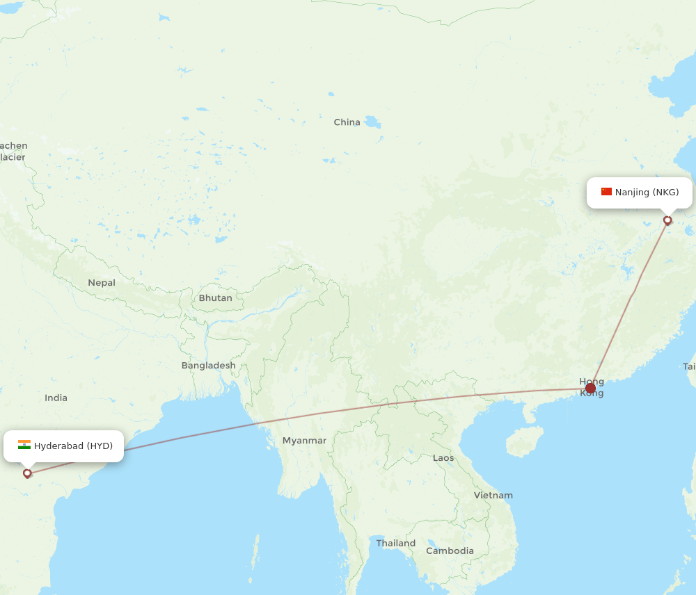 HYD-NKG flight routes