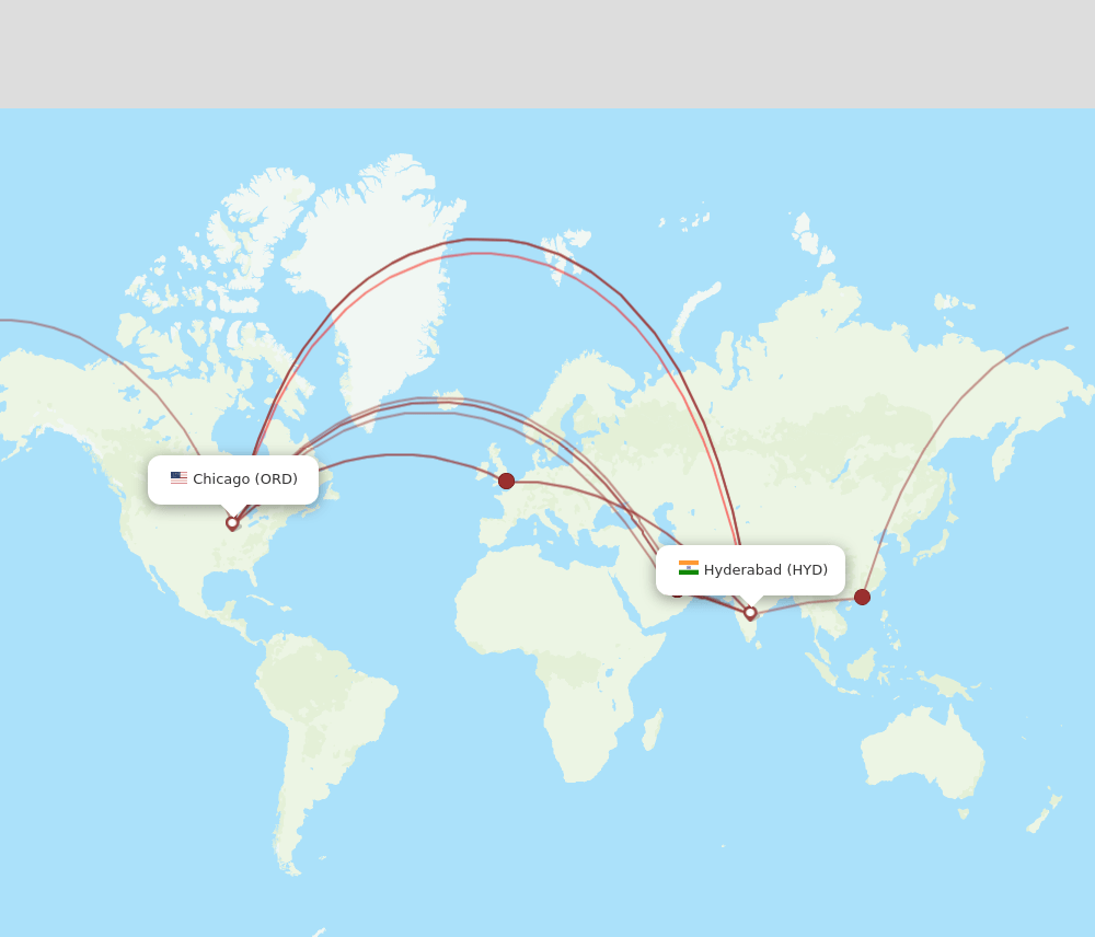 HYD-ORD flight routes