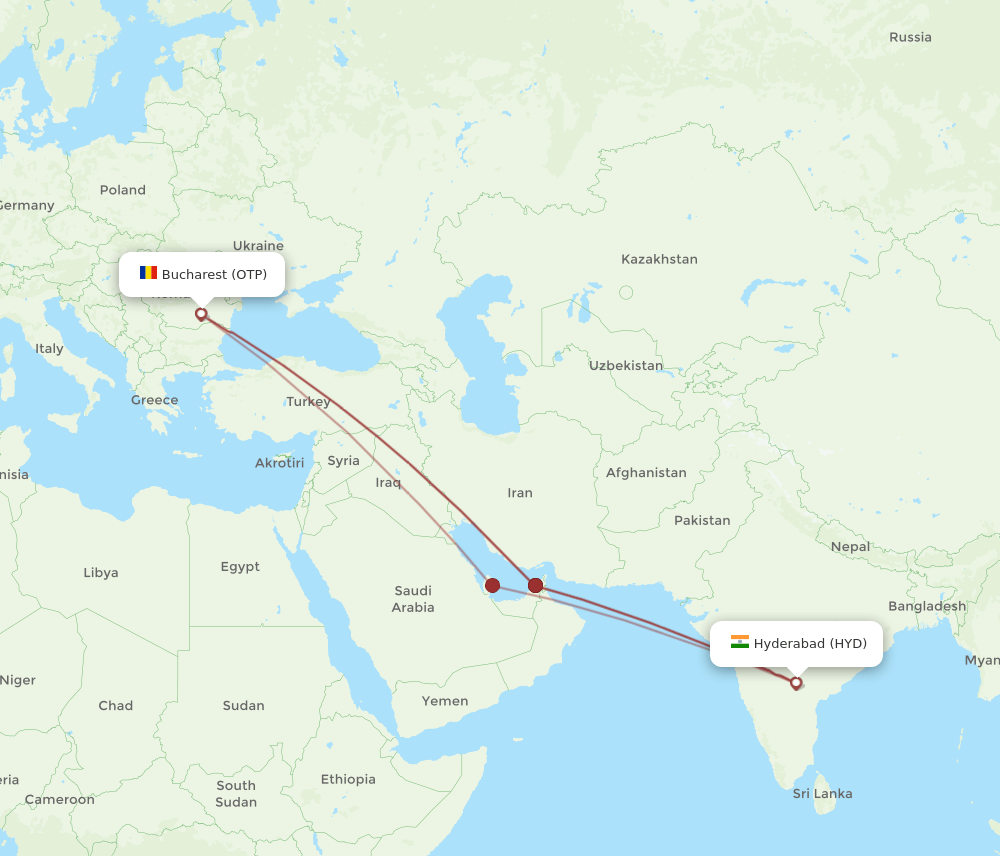 HYD-OTP flight routes
