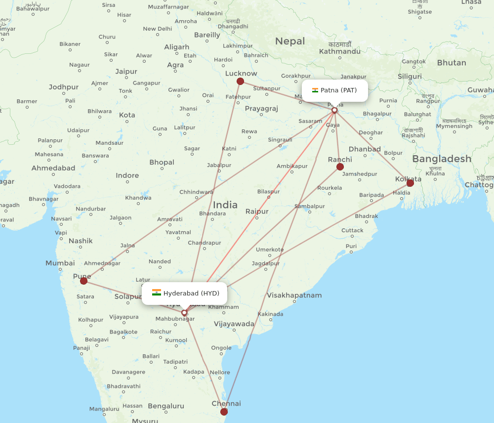 HYD-PAT flight routes