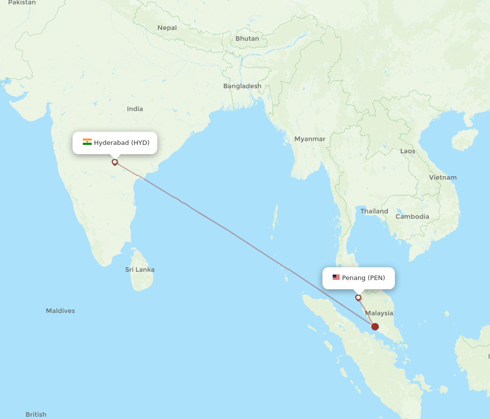 HYD-PEN flight routes