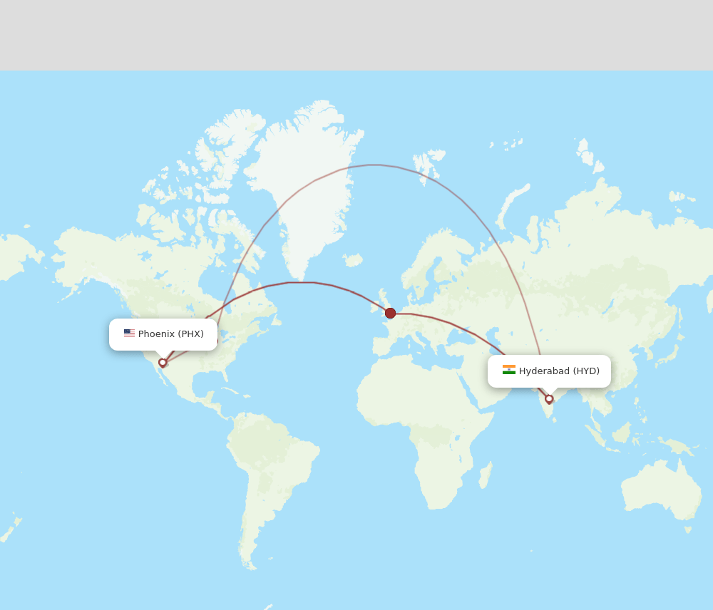 HYD-PHX flight routes