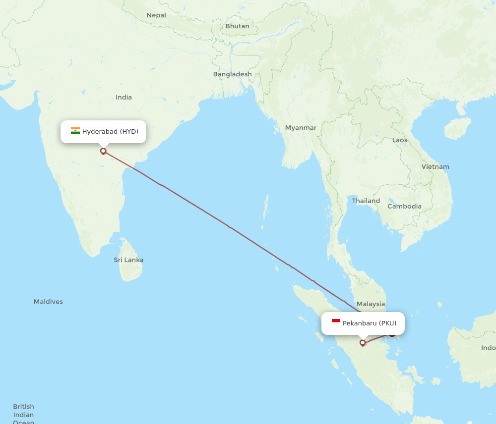 HYD-PKU flight routes