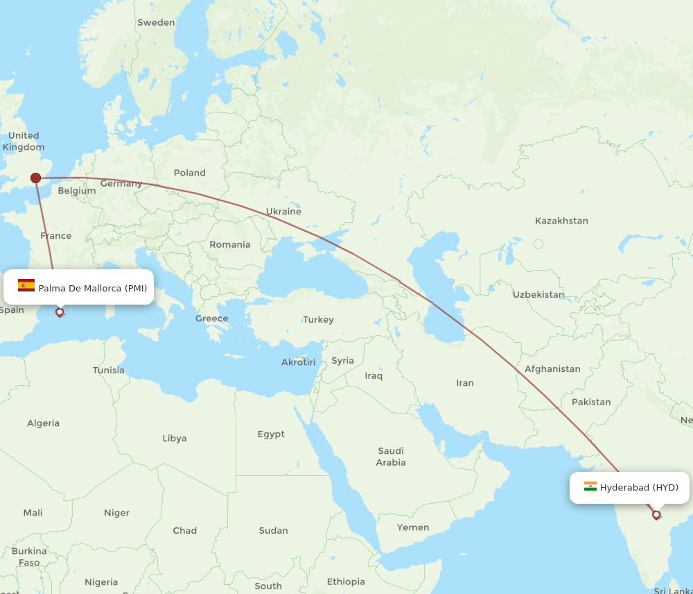 HYD-PMI flight routes