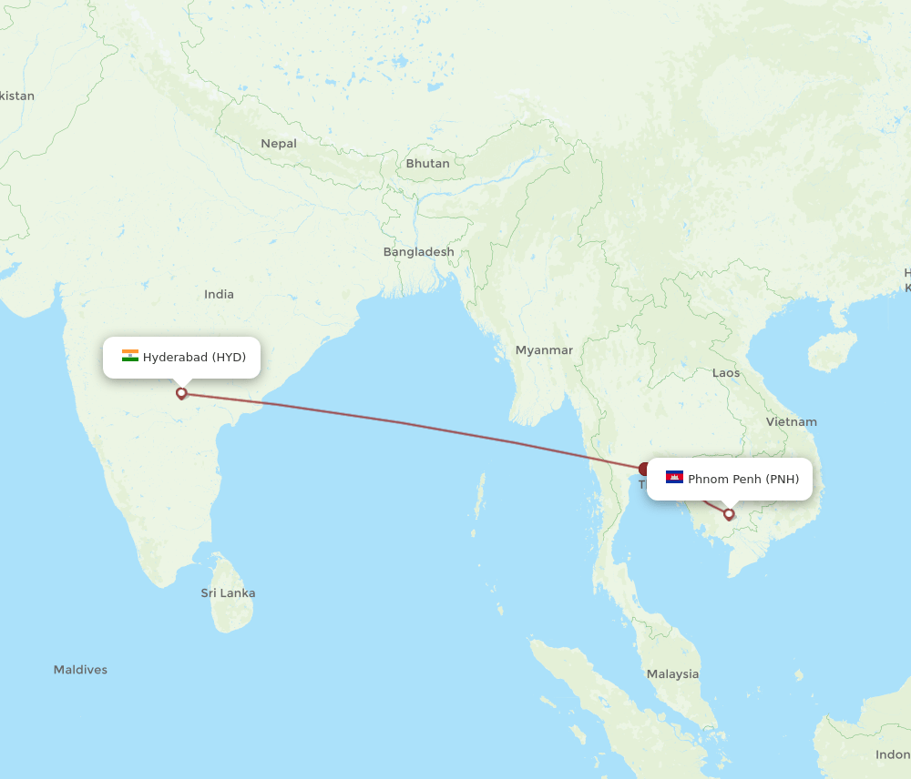 HYD-PNH flight routes