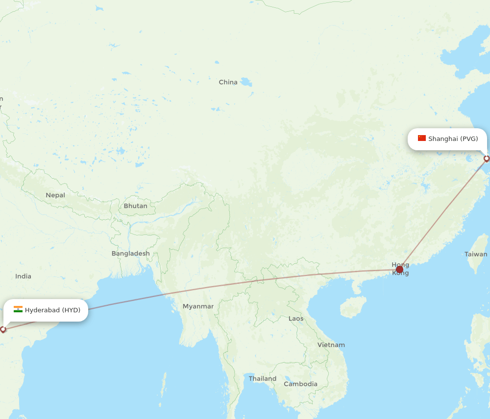 HYD-PVG flight routes