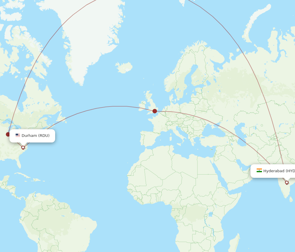 HYD-RDU flight routes