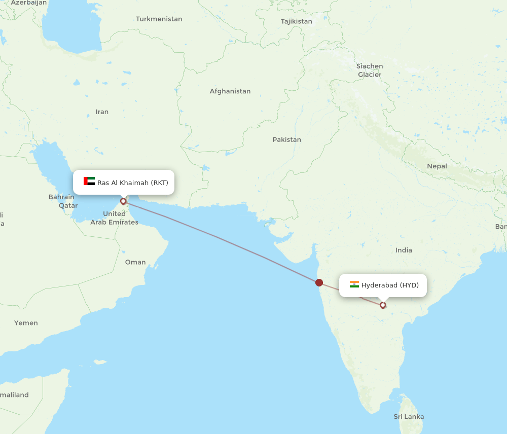 HYD to RKT flights and routes map