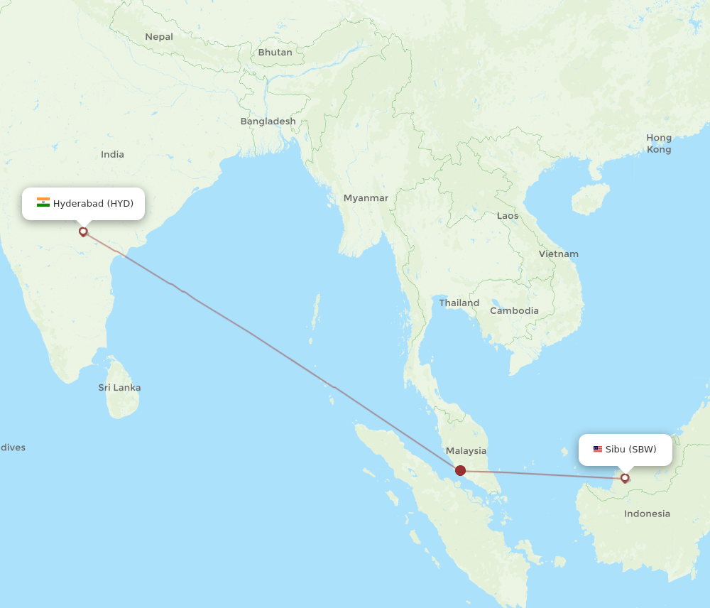 HYD-SBW flight routes