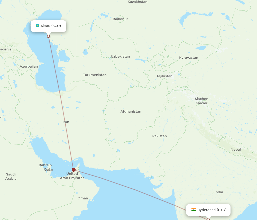 HYD-SCO flight routes