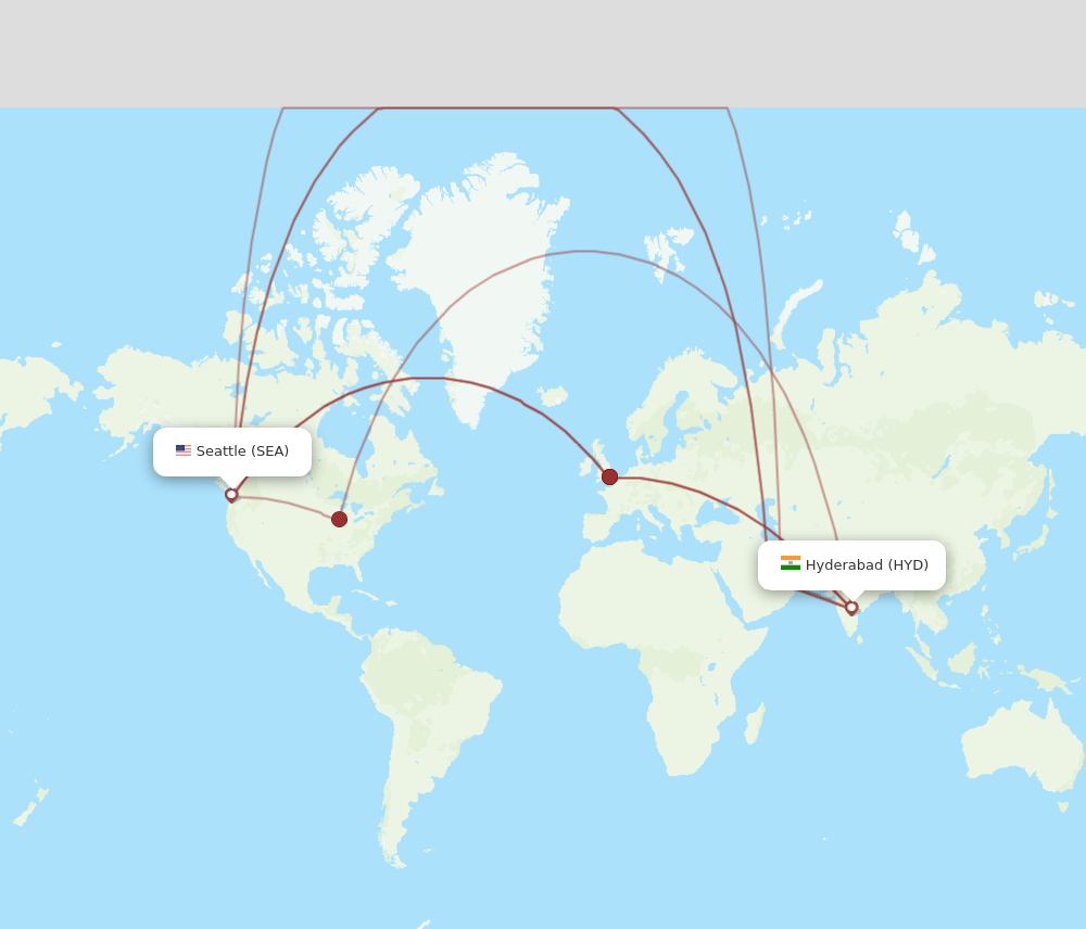 HYD to SEA flights and routes map