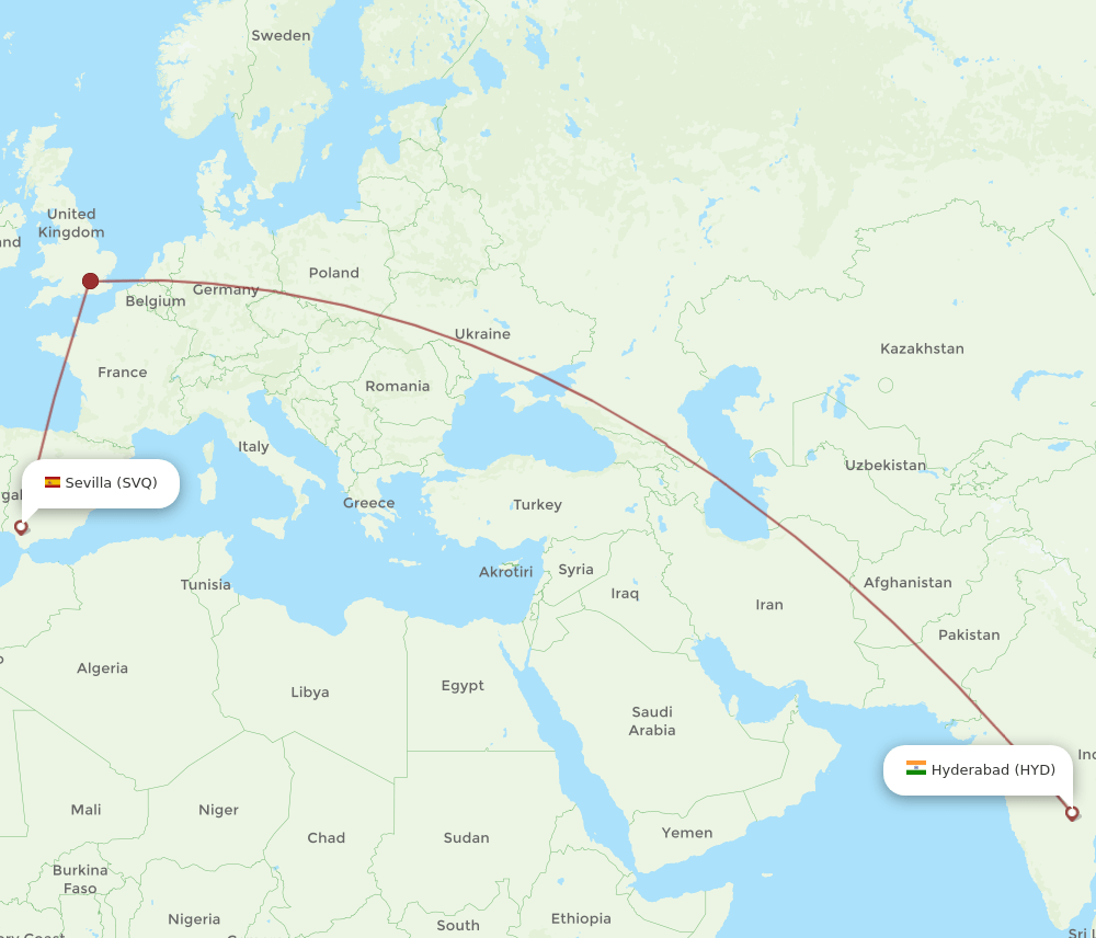 HYD-SVQ flight routes