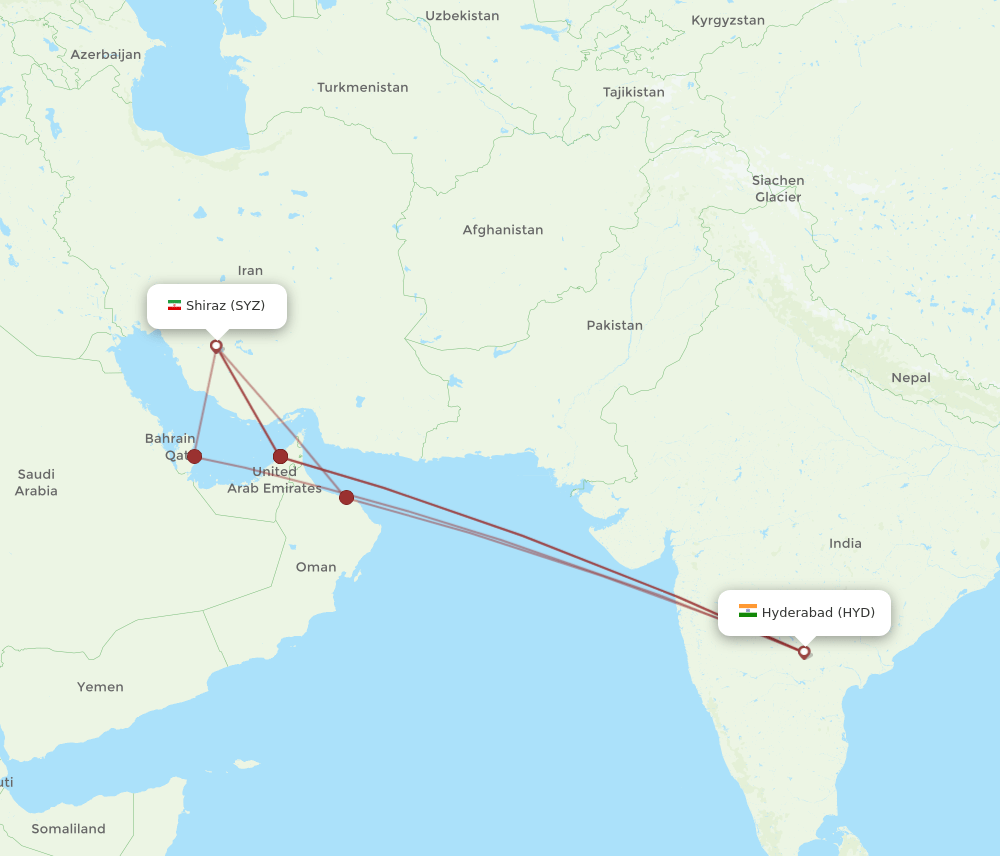 HYD-SYZ flight routes