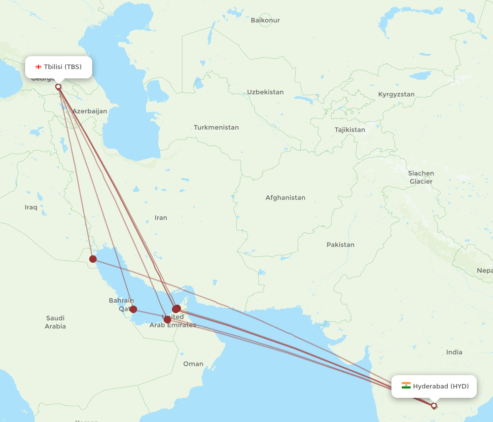 HYD-TBS flight routes