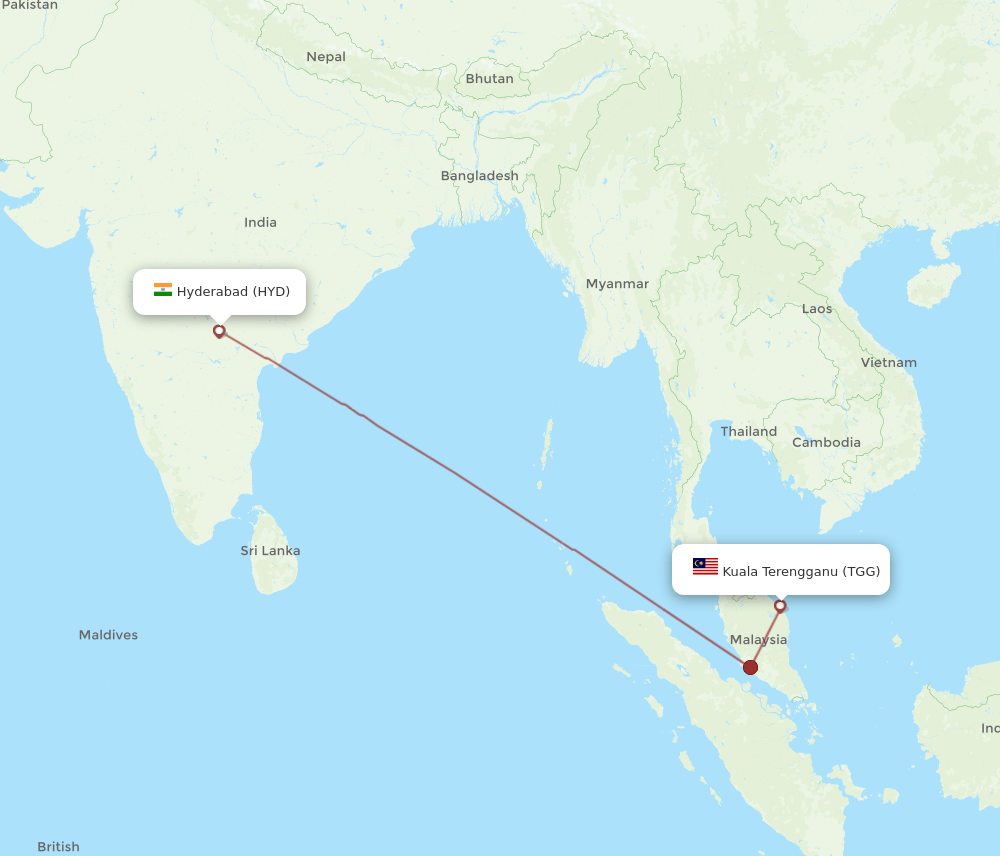HYD-TGG flight routes
