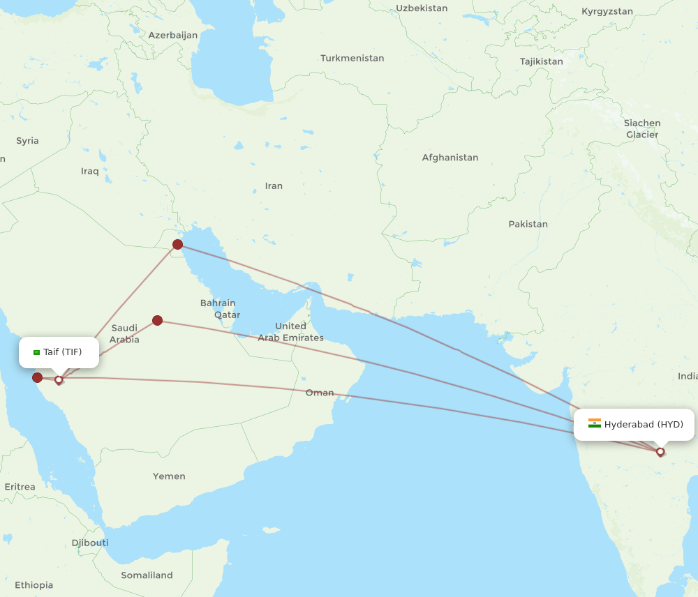 HYD-TIF flight routes