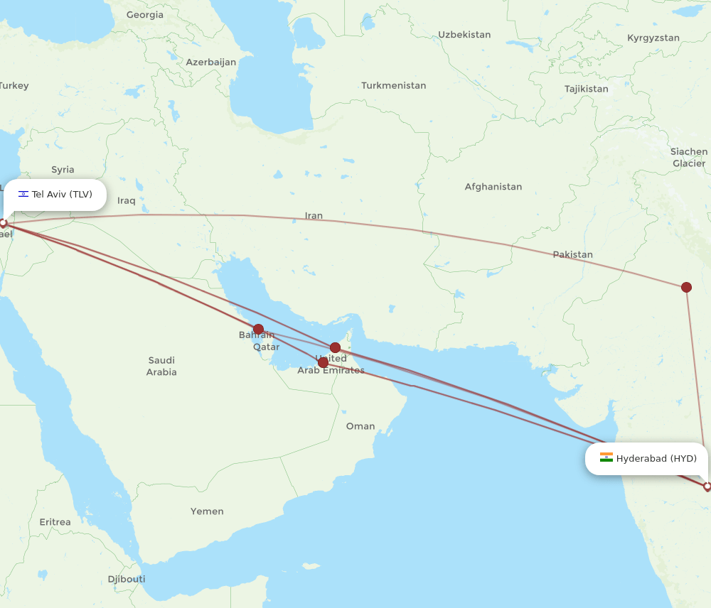HYD-TLV flight routes