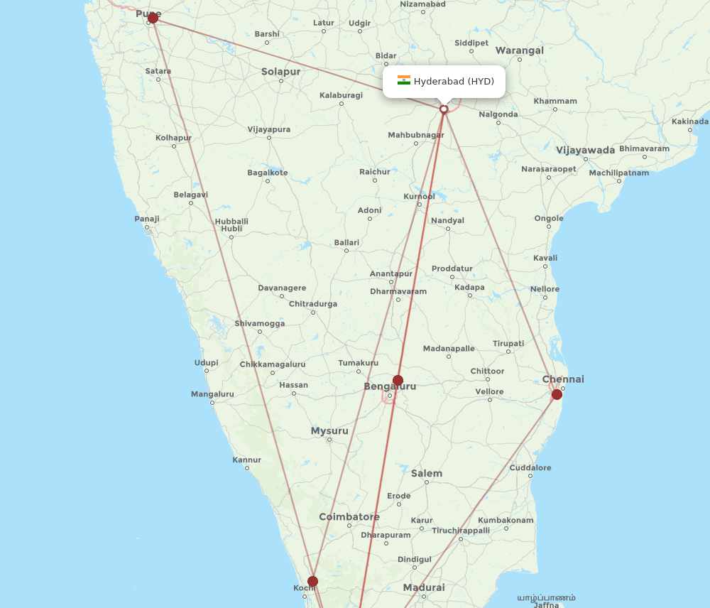 HYD-TRV flight routes