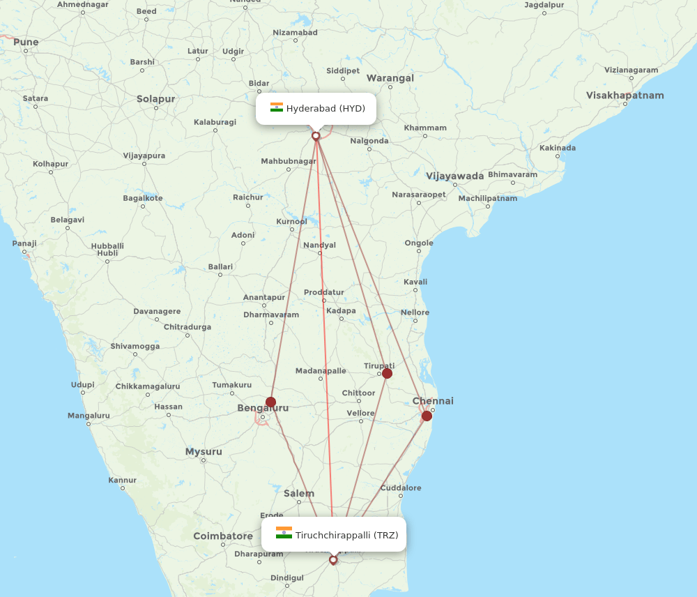 HYD-TRZ flight routes