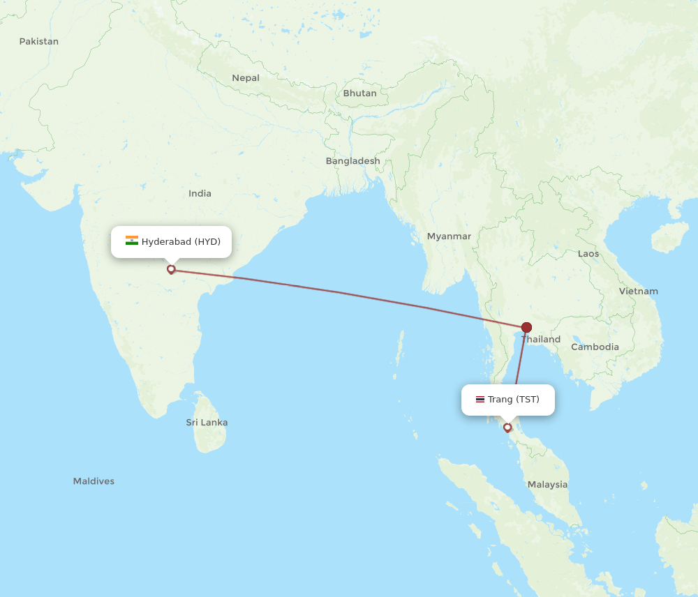 TST to HYD flights and routes map