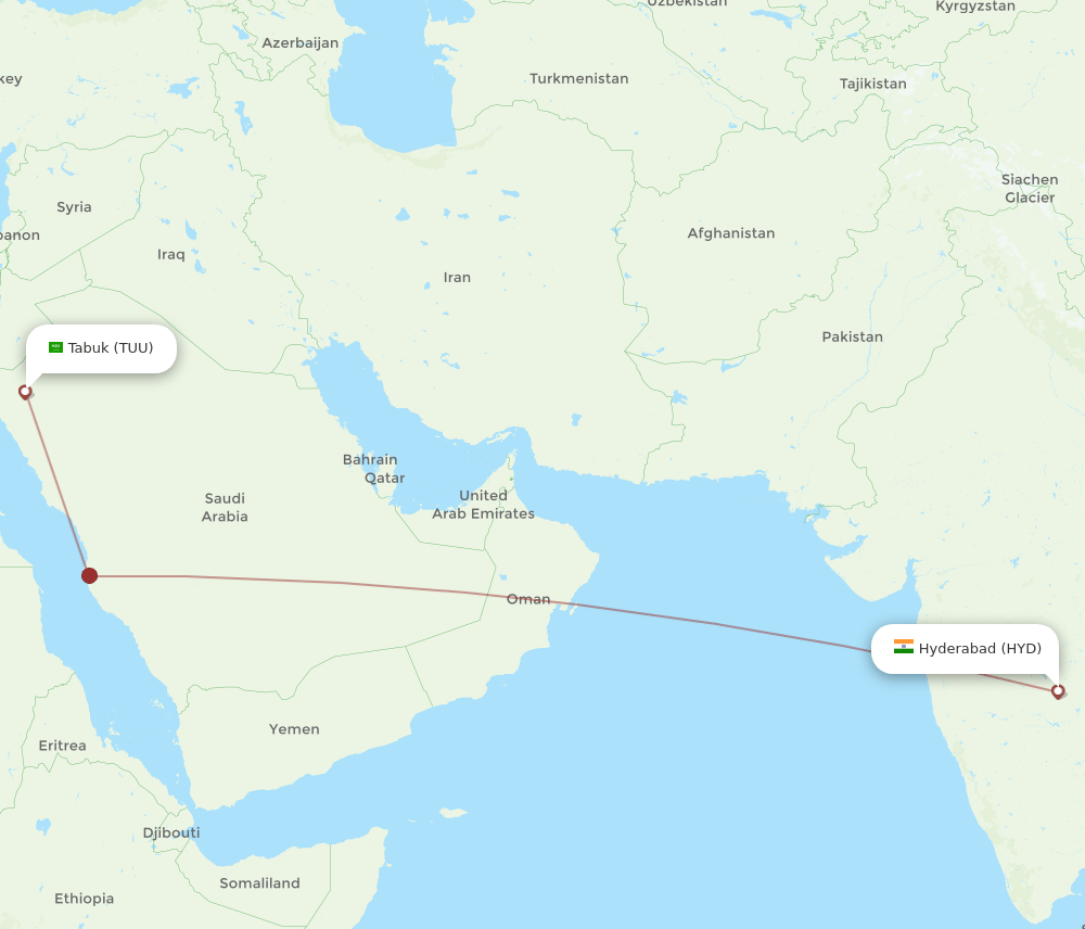 HYD-TUU flight routes