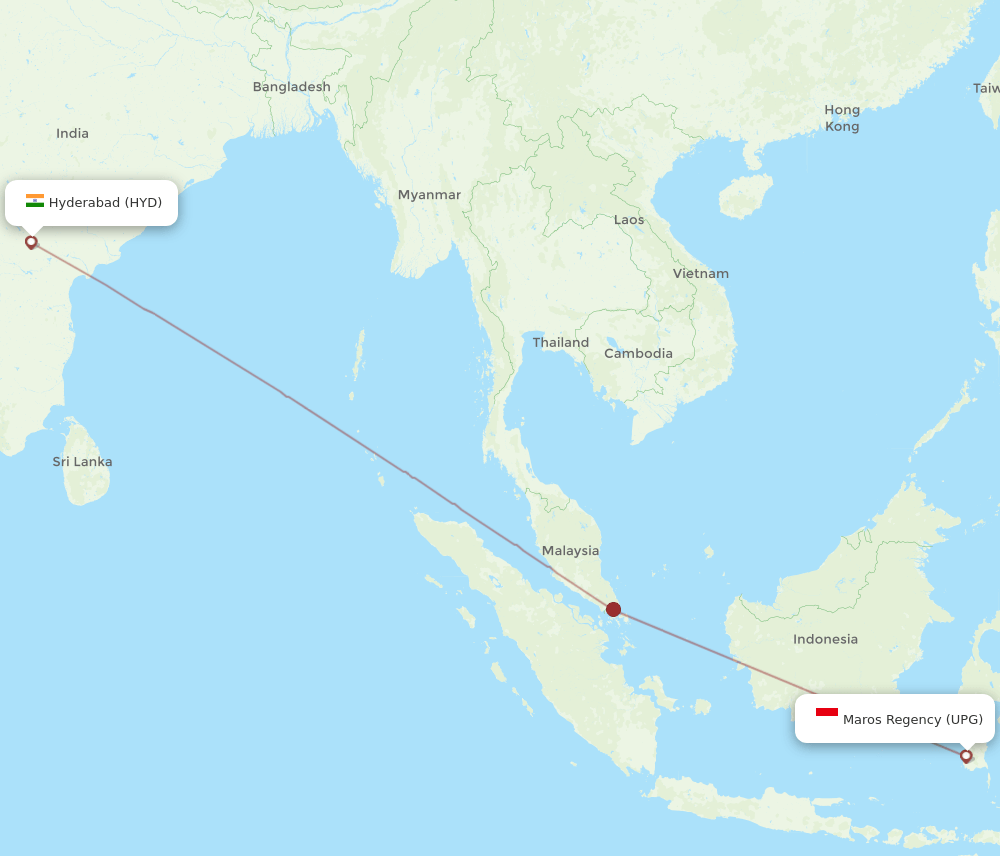 HYD-UPG flight routes