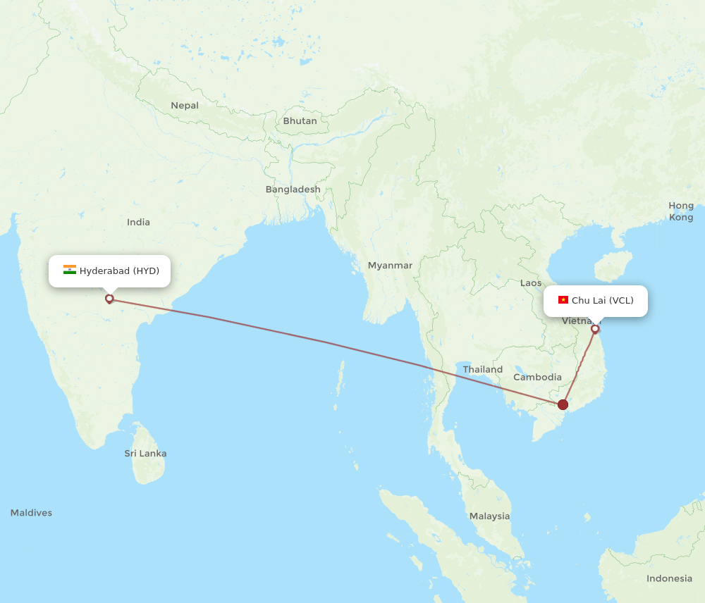 HYD-VCL flight routes