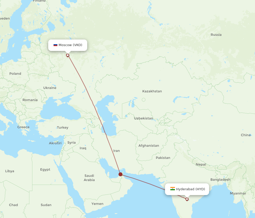 HYD-VKO flight routes