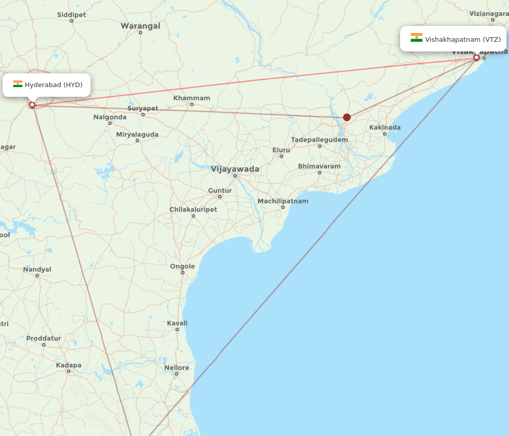 HYD to VTZ flights and routes map